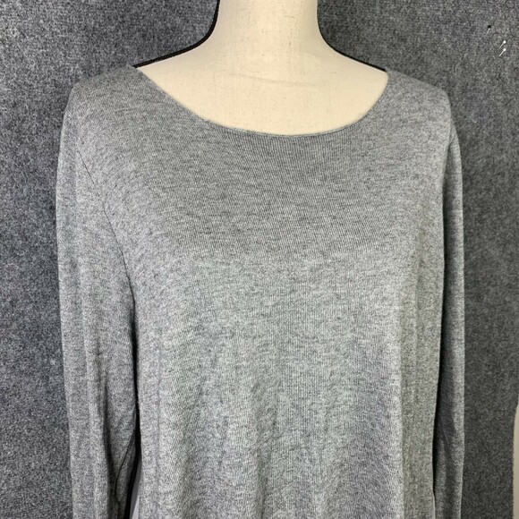 Chelsea & Theodore Knit Sweater Women XL Pleated Sheer Back Long Sleeve Gray - Picture 5 of 10